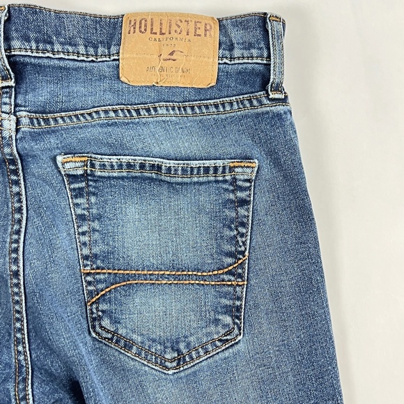 Hollister Mens Jeans 30 x 30 Blue Skinny Jean Med Wash Whiskers (31 x 28.5) - Picture 7 of 11